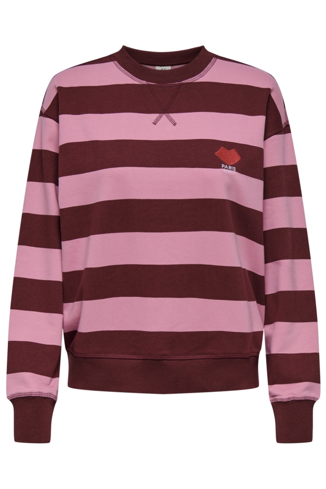 JDYBOOGIE L/S SWEAT JRS 15320335 Cashmere Rose/CABERNET STRIPES